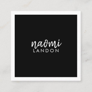 Tarjeta De Visita Cuadrada Simple blanco minimalista cuadrado moderno negro