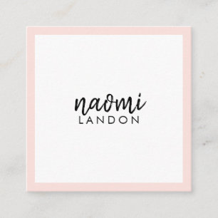 Tarjeta De Visita Cuadrada Simple blanco minimalista cuadrado moderno rosado
