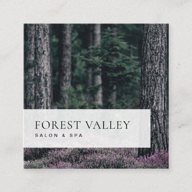 Tarjeta De Visita Cuadrada Simple Classic Photo Image Heather Forest (Anverso)