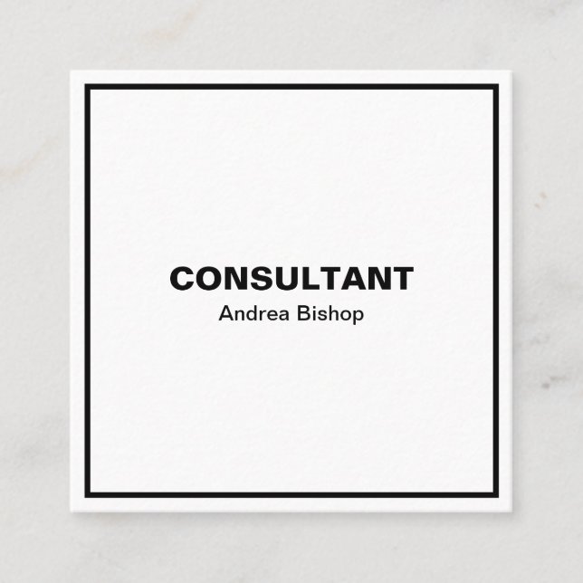 Tarjeta De Visita Cuadrada Simple Clean Frame Classic (Anverso)