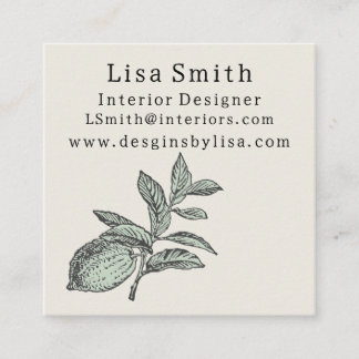 Tarjeta De Visita Cuadrada Simple Clean Lemon Business Card