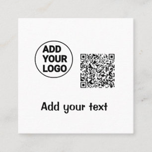 Tarjeta De Visita Cuadrada Simple código qr minimal agregar logo escanear nom