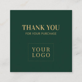 Tarjeta De Visita Cuadrada Simple Forest Green & Gold Gracias