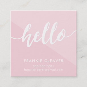 Tarjeta De Visita Cuadrada SIMPLE HELLO SCRIPT tipo dibujado a mano color ros