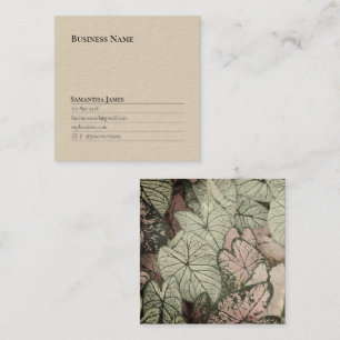 Tarjeta De Visita Cuadrada Simple Leafs Background Profesional