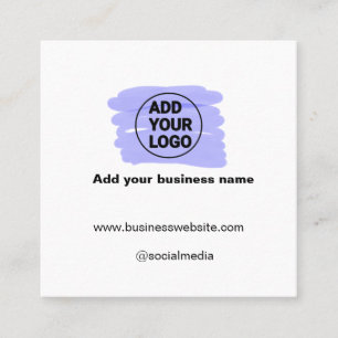 Tarjeta De Visita Cuadrada simple minimal agrega tu logotipo/diseño acuarela