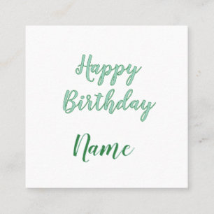 Tarjeta De Visita Cuadrada simple minimal feliz cumpleaños añade tu nombre 