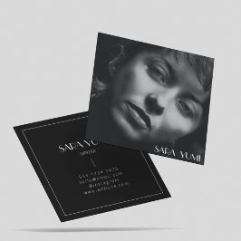 Tarjeta De Visita Cuadrada Simple Minimal moderno foto en blanco y negro