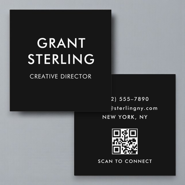 Tarjeta De Visita Cuadrada Simple Minimal Typography Black (Subido por el creador)