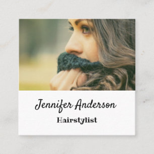 Tarjeta De Visita Cuadrada simple minimalista añade tu texto de foto estilos