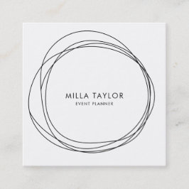 Tarjeta De Visita Cuadrada Simple Minimalista moderno Círculos blancos y negr