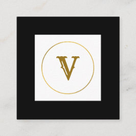 Tarjeta De Visita Cuadrada simple mínimo monograma oro personalizado moderno 