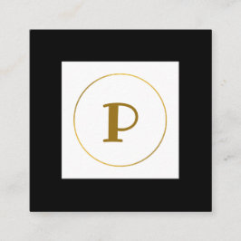 Tarjeta De Visita Cuadrada simple mínimo monograma oro personalizado moderno 