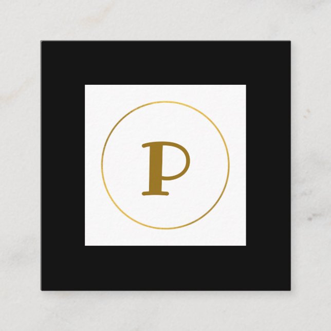Tarjeta De Visita Cuadrada simple mínimo monograma oro personalizado moderno  (Anverso)