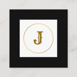 Tarjeta De Visita Cuadrada simple mínimo monograma oro personalizado moderno 