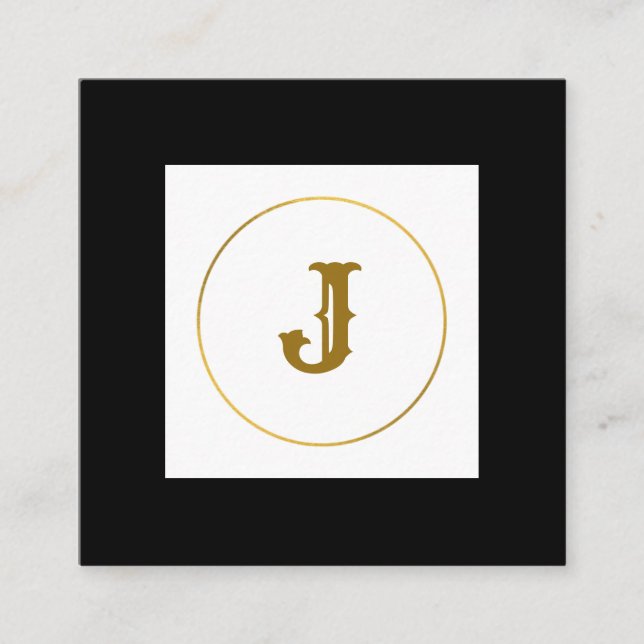 Tarjeta De Visita Cuadrada simple mínimo monograma oro personalizado moderno  (Anverso)