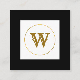 Tarjeta De Visita Cuadrada simple mínimo monograma oro personalizado moderno 