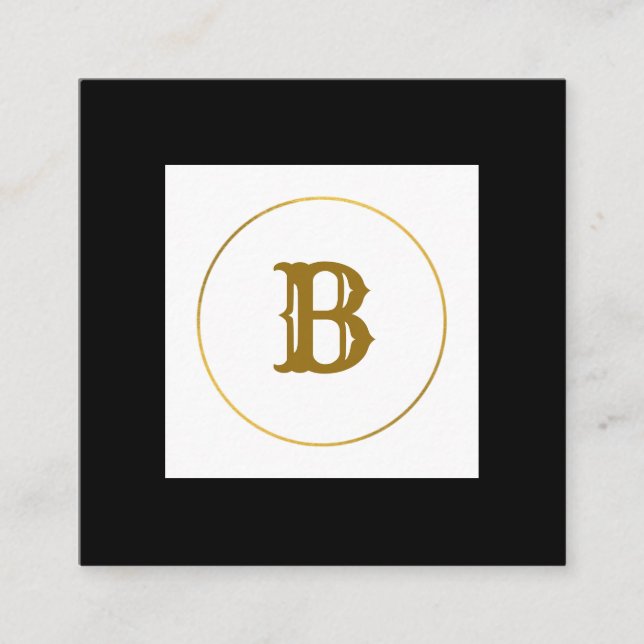 Tarjeta De Visita Cuadrada simple mínimo monograma oro personalizado moderno  (Anverso)