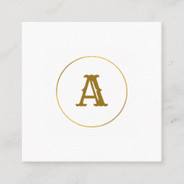 Tarjeta De Visita Cuadrada simple mínimo monograma oro personalizado moderno 
