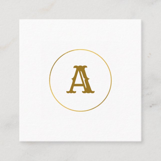 Tarjeta De Visita Cuadrada simple mínimo monograma oro personalizado moderno  (Anverso)