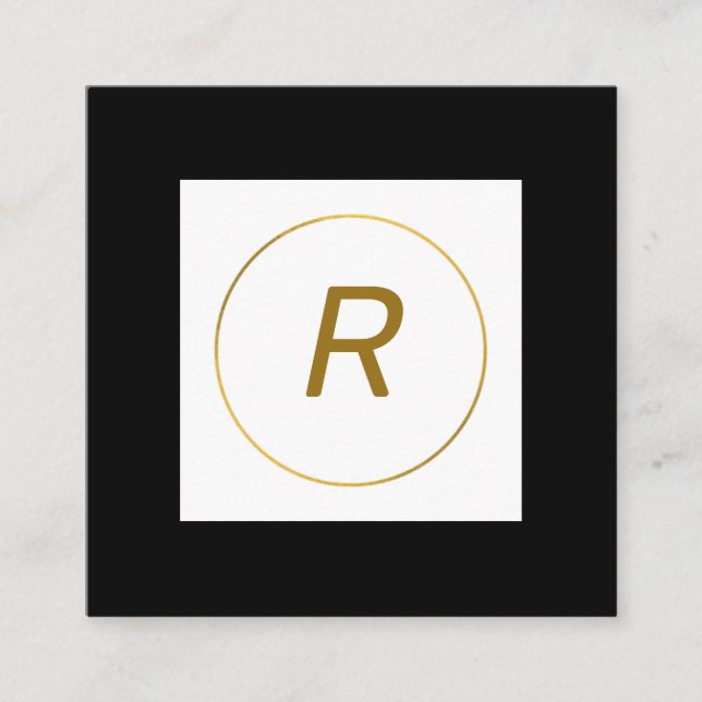 Tarjeta De Visita Cuadrada simple mínimo monograma oro personalizado moderno  (Anverso)