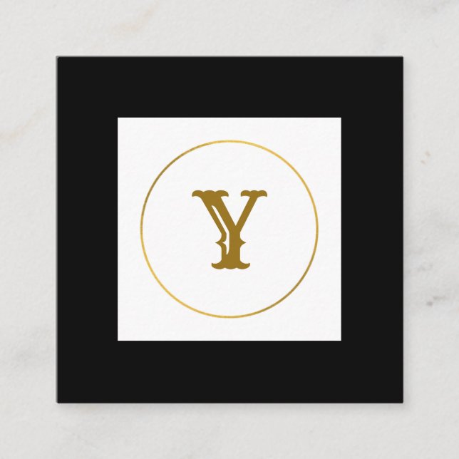 Tarjeta De Visita Cuadrada simple mínimo monograma oro personalizado moderno  (Anverso)