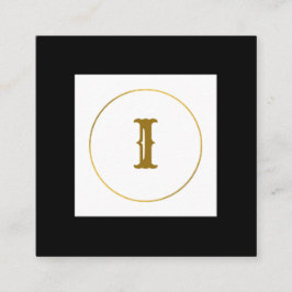 Tarjeta De Visita Cuadrada simple mínimo monograma oro personalizado moderno 