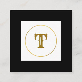 Tarjeta De Visita Cuadrada simple mínimo monograma oro personalizado moderno 