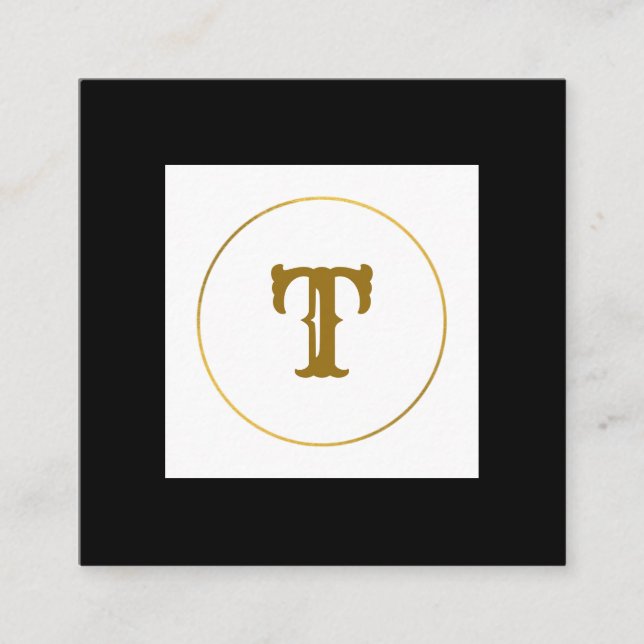 Tarjeta De Visita Cuadrada simple mínimo monograma oro personalizado moderno  (Anverso)