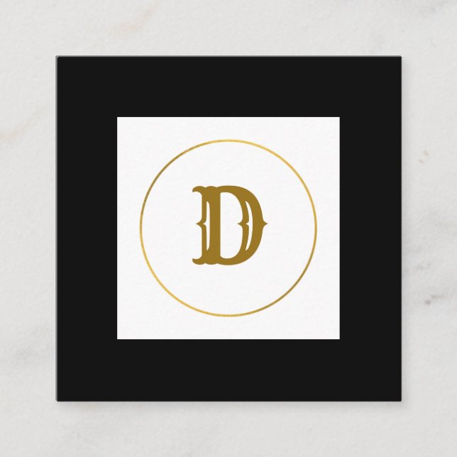 Tarjeta De Visita Cuadrada simple mínimo monograma oro personalizado moderno  (Anverso)