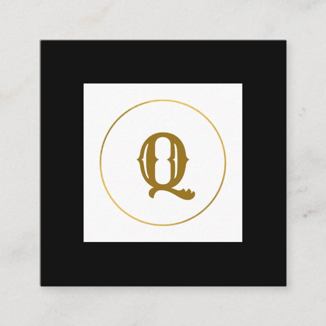 Tarjeta De Visita Cuadrada simple mínimo monograma oro personalizado moderno  (Anverso)