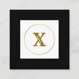 Tarjeta De Visita Cuadrada simple mínimo monograma oro personalizado moderno 