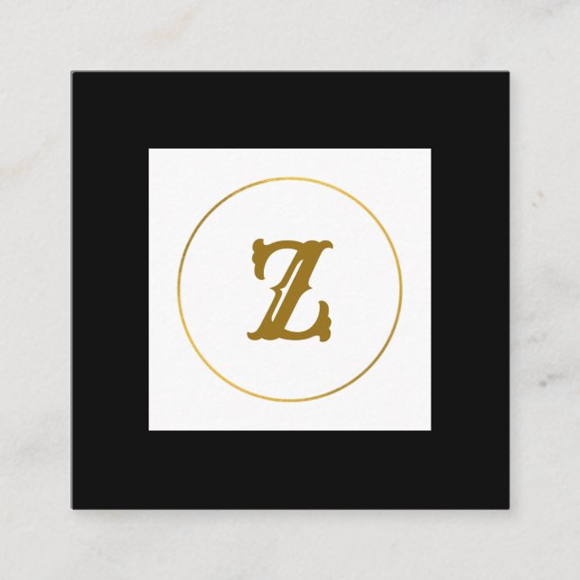 Tarjeta De Visita Cuadrada simple mínimo monograma oro personalizado moderno  (Anverso)