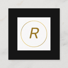 Tarjeta De Visita Cuadrada simple mínimo monograma oro personalizado moderno 