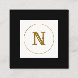 Tarjeta De Visita Cuadrada simple mínimo monograma oro personalizado moderno 