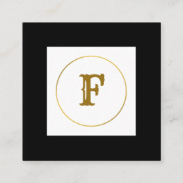 Tarjeta De Visita Cuadrada simple mínimo monograma oro personalizado moderno 