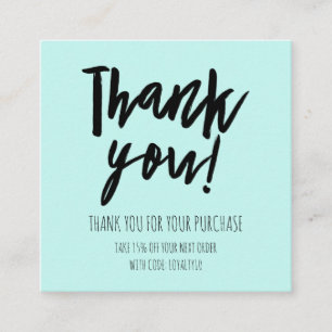 Tarjeta De Visita Cuadrada Simple Mint Black Customer Discount Gracias