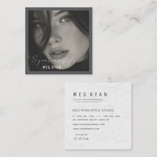 Tarjeta De Visita Cuadrada  Simple Modern minimalist  Professional Photo  (Anverso / Reverso)