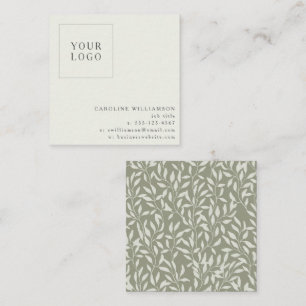 Tarjeta De Visita Cuadrada Simple Modern Sage Botánico Tu Logo Personalizado