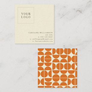 Tarjeta De Visita Cuadrada Simple Moderno Naranja Geométrico Tu Logo Personal