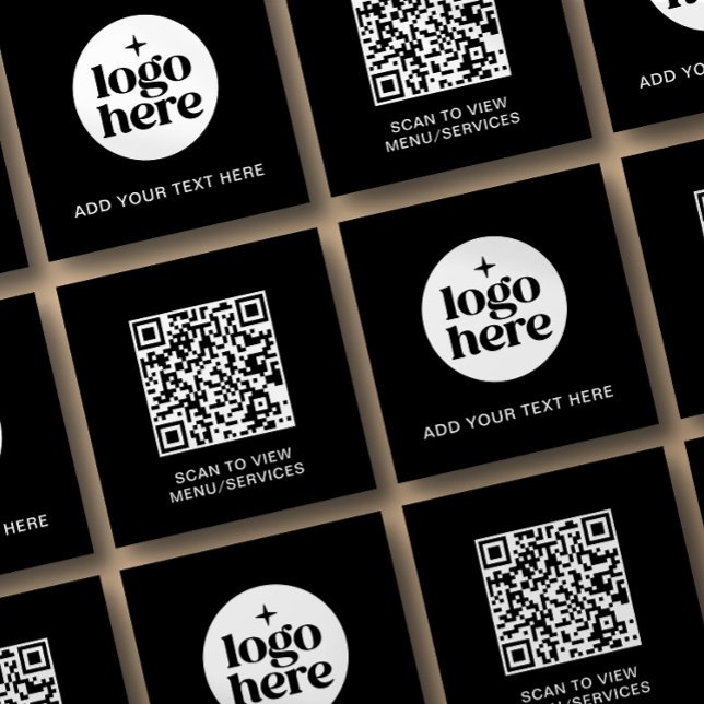 Tarjeta De Visita Cuadrada Simple QR Code Business Logo Text (Card shown in square 2.5 inch. size, paper and corner style.)