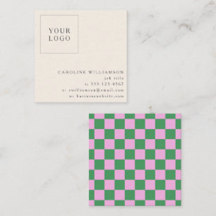 Tarjeta De Visita Cuadrada Simple rosa verde Cuadro personalizado de su logot