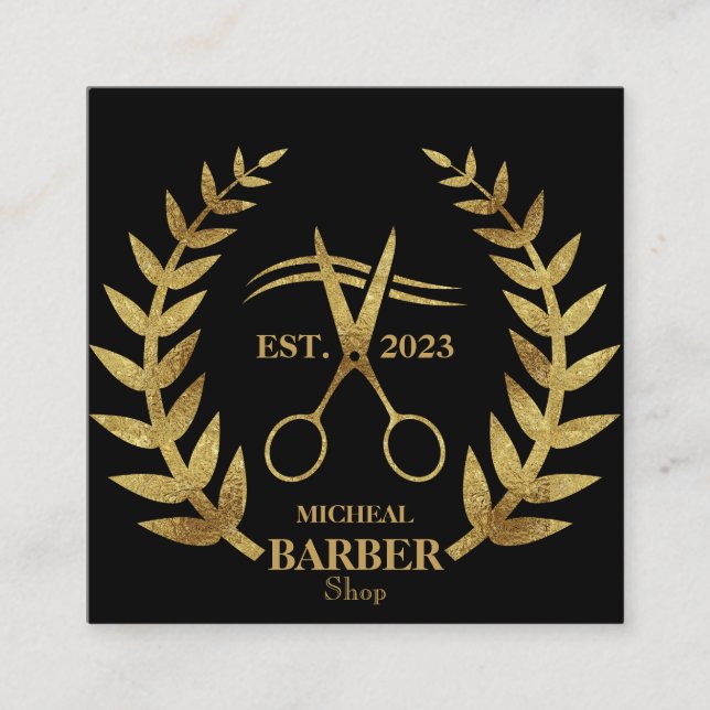 Tarjeta De Visita Cuadrada Simple Scissors Barber  (Anverso)