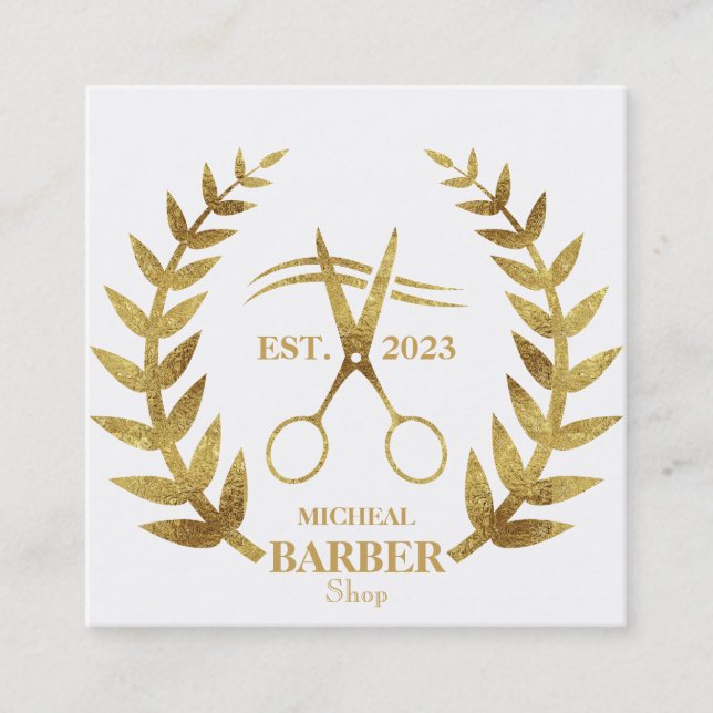 Tarjeta De Visita Cuadrada Simple Scissors Barber (Anverso)