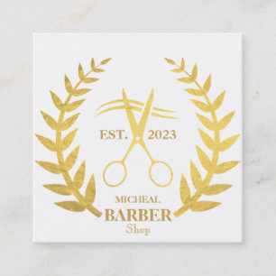 Tarjeta De Visita Cuadrada Simple Scissors Barbería 