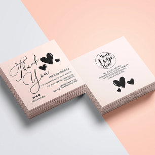 Tarjeta De Visita Cuadrada Simple Signature Script Hearts Order Gracias Squ