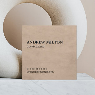 Tarjeta De Visita Cuadrada Simple textura elegante beige Consultor