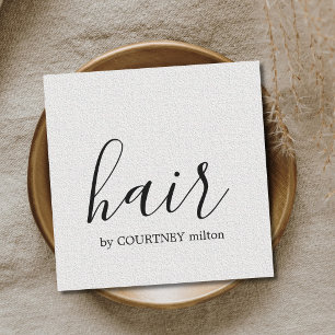 Tarjeta De Visita Cuadrada Simple textura elegante estilista de cabello blanc