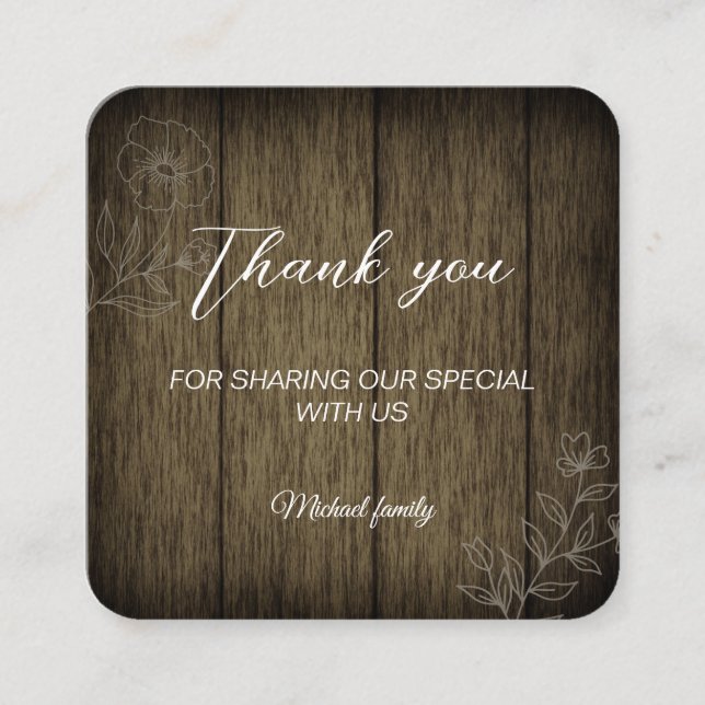 Tarjeta De Visita Cuadrada Simple thank you card  (Anverso)