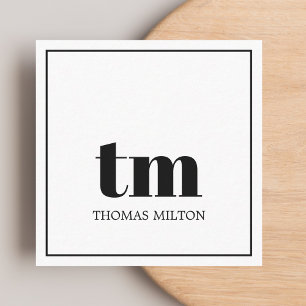 Tarjeta De Visita Cuadrada Simple y elegante Consultor en Monograma BlackWhit